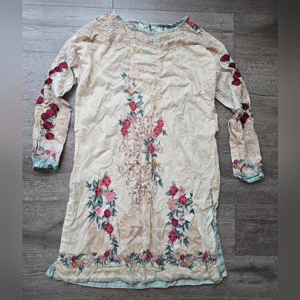 Ethnic By Outfitters Lightweight Floral Tunic Dress 100% Cotton Boho